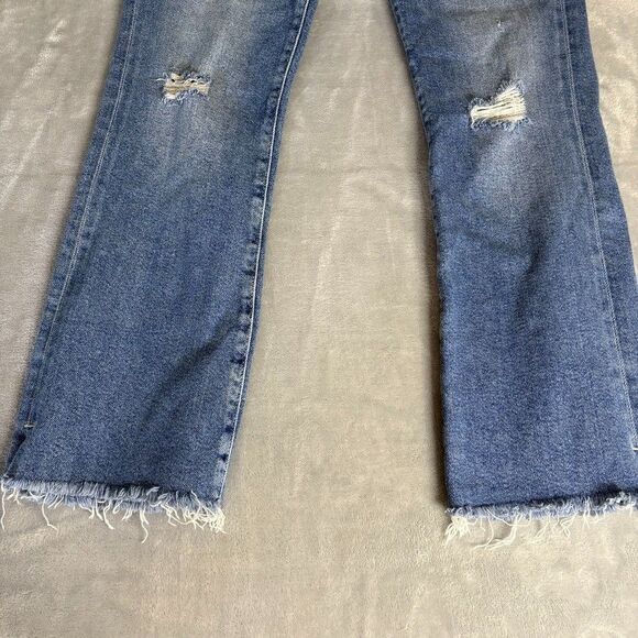 7 For All Mankind Luxe Vintage Ultra High Rise 26 Slim Kick Distressed Button - Picture 3 of 16